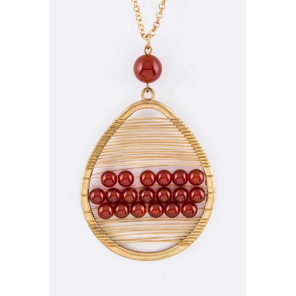 Wired Semi-Precious Beads Teardrop Necklace